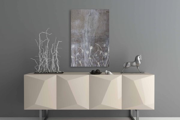 ABRADED - gray artwork for girl mom or friend gift flowers and gray contemporary art