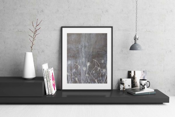 ABRADED - gray artwork for girl mom or friend gift flowers and gray contemporary art - Image 2