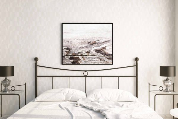 ADRIFTED - picture of wood art with brown & white for contemporary living room or office