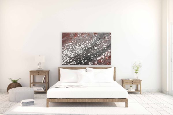 ASHER - black & red artwork for modern decor paint pour fluid art