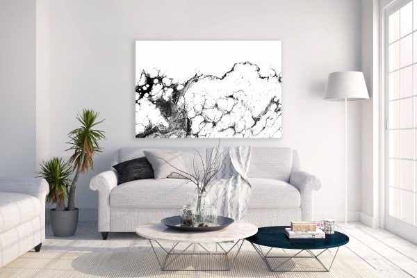 STONES - black and white fluid artwork for the bedroom living room or office contemporary