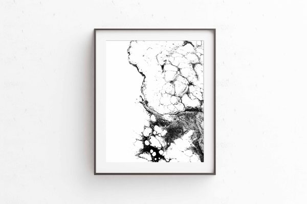 STONES - black and white fluid artwork for the bedroom living room or office contemporary - Image 2