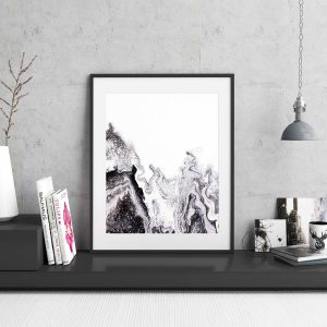 QUARTZ - black & white painting in form of print canvas or metal for your living space modern home decor