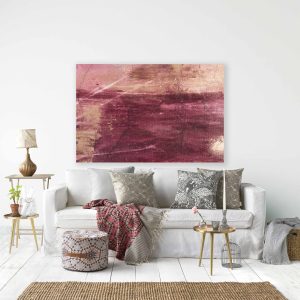 SERTING - a vibrant red painting in form of print canvas or metal for your living space modern home decor